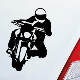 Car Sticker in your favourite colour Biker Mopped Fun Die Cut 12x9 cm Dub OEM Car Window Sticker, Glossy Black