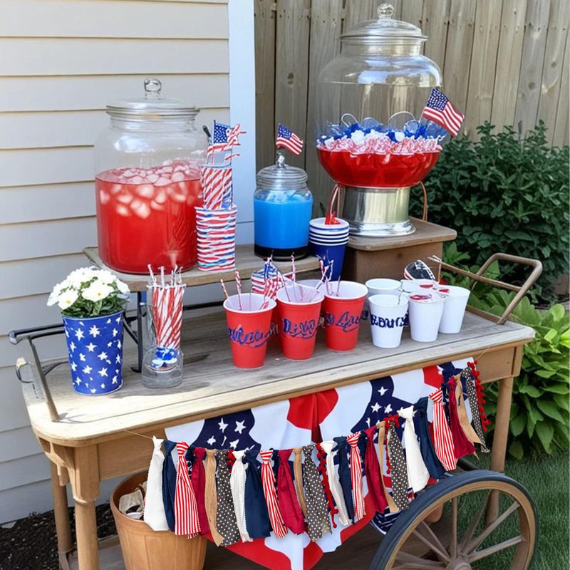 Upfirst 4th of July Patriotic Fabric Garland Banner