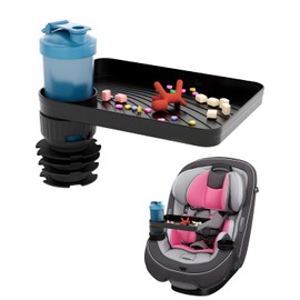 SEVEN SPARTA Car Seat Tray for Kids Toddler Travel with Soft Rubber Base, Rotatable and Removable Cup Holder Snack Tray for Food Color and Play for Family Road Trip Essentials (1, Large Base)