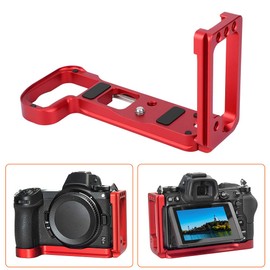 L-Shape Quick Release Plate, QR L-Bracket Hand Grip with 1/4 Screws Hole for Nikon Z7 Z6(Red)