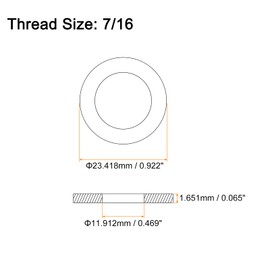 sourcing map 50Pcs 7/16 Flat Washer, 304 Stainless Steel 0.469" ID x 0.922" OD x 0.065" Thick for Bolt Screw, Factories Repair, Kitchens, Shops, and Outdoor Construction, Silver