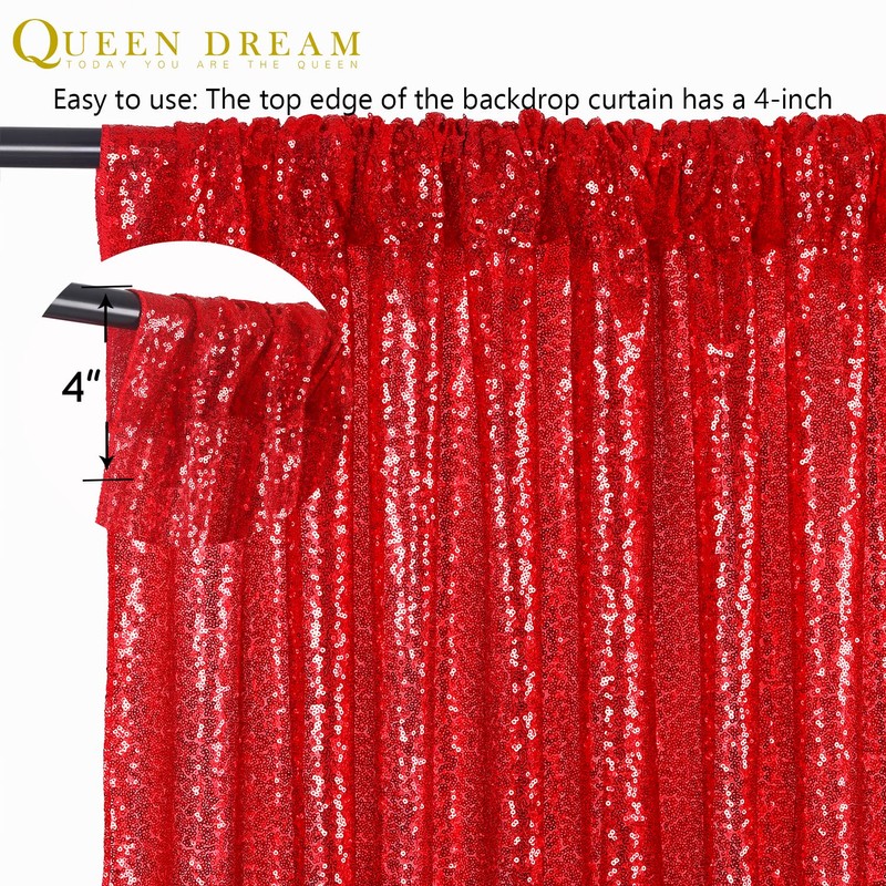4ftx8ft Red Sequin Backdrops Glitter Curtain Photography Background Valentine's Day