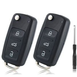 Betterher Set of 2 key housing remote control compatible with VW key housing, key cover car key compatible with Polo MK6 Golf Skoda Tiguan Touareg Seat