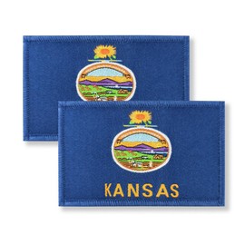Overdecor Kansas Flag Patch Tactical Military Patches - Hook and Loop Fastener, 2 Pack