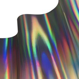 VViViD Black Holographic Chrome Vinyl Wrap Rainbow Finish Roll DIY Air-Release Adhesive Film (1.49ft x 5ft)