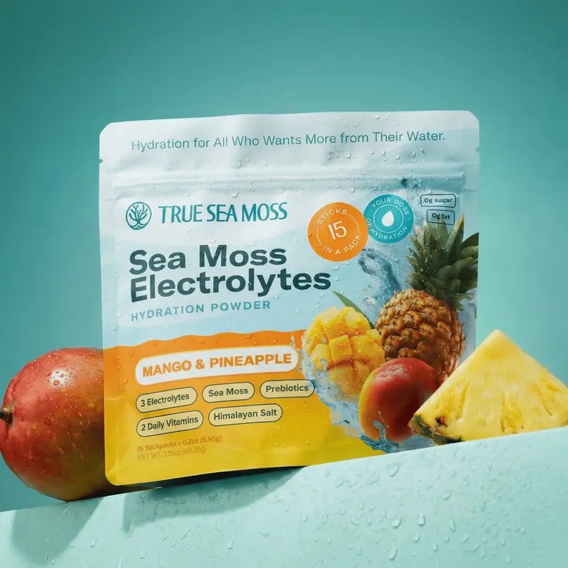Sea Moss Electrolyte Powder Packets Melon Watermelon Flavor, Natural Hydration