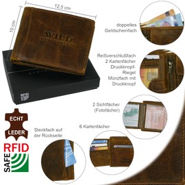 WILD THINGS ONLY !!! Men's Genuine Leather Wallet with RFID Protection and Gift Box