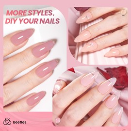 Beetles Jelly Gel Nail Polish Set - 6 Colors Neutral Sheer Nude Pink Brown Gel Polish Kit Soak off UV Nail Concealer Fall Gel Understated Grace French Nail Art Salon DIY Gift for Women