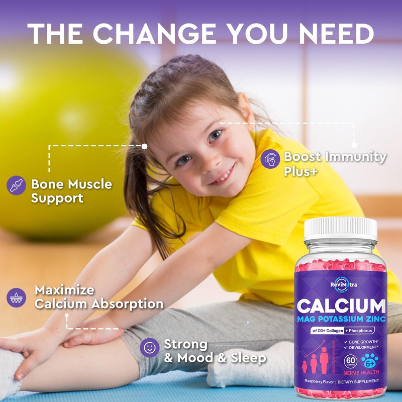 Calcium Potassium Magnesium Gummies for Kids & Adults, with Hydrolyzed