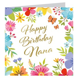 Traditional Birthday Greetings Card For Nana| Foiled Gold Birthday Card| For Nana