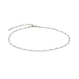 Annika Bella Sterling Silver Satellite Chain Necklace, Length 13-16 Inches, Minimalist Layering Chokers, Waterproof, 925 Silver Jewelry for Women, Adjustable Short Necklaces (Ball Satellite Chain)