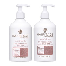 Hairitage Biotin Damage Repair Shampoo and Conditioner Set - Thickening + Volumizing - Biotin Castor Oil + Rice Protein - Sulfate Free + Color Safe - Deep Conditioning Treatment Dry Damaged Curly Hair