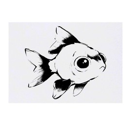 'Cute Fish Side View' Temporary Tattoo - Water Resistant, Skin-Safe, Non-Toxic Transfer (TO00084997)
