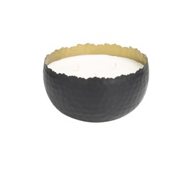 Deco 79 Metal Decorative Candle Sauvignon Blanc Scented Hammered Matte 30 oz 3 Wick Aromatherapy Candle with White Wax, Wax Aromatherapy Candle 7" x 7" x 4", Black