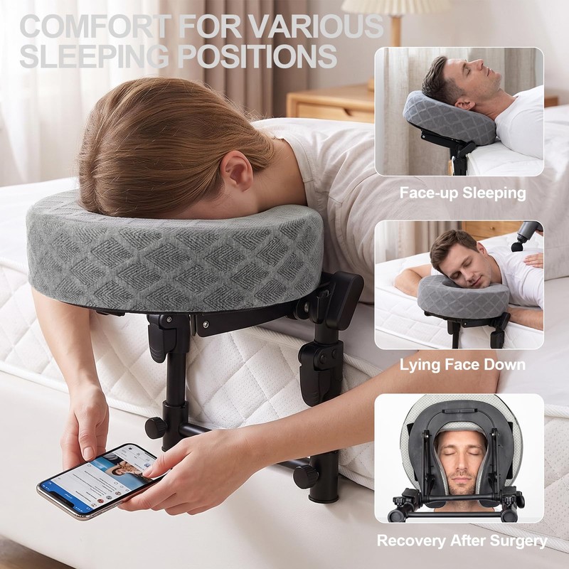 Massage Headrest for Bed with 2 Replaceable Pillow Covers &