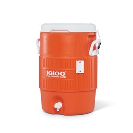 Igloo 5 Gallon Portable Sports Cooler Water Beverage Dispenser with Flat Seat Lid, Insulated Beverage Dispenser, Orange/White