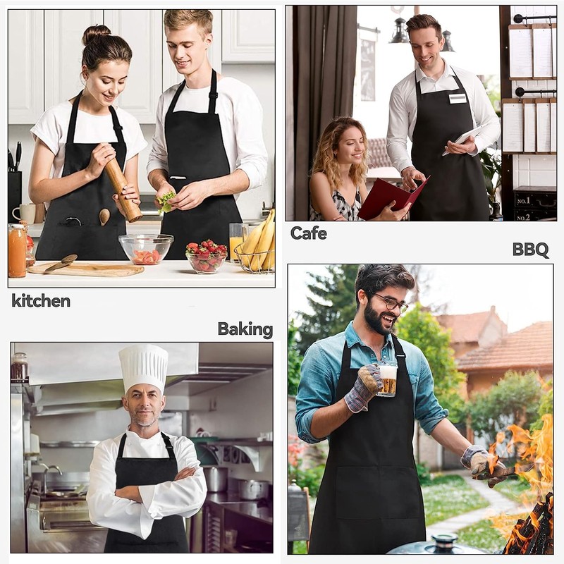 chenqi Kitchen Apron Adjustable Bib Apron with 2 Pockets, Unisex