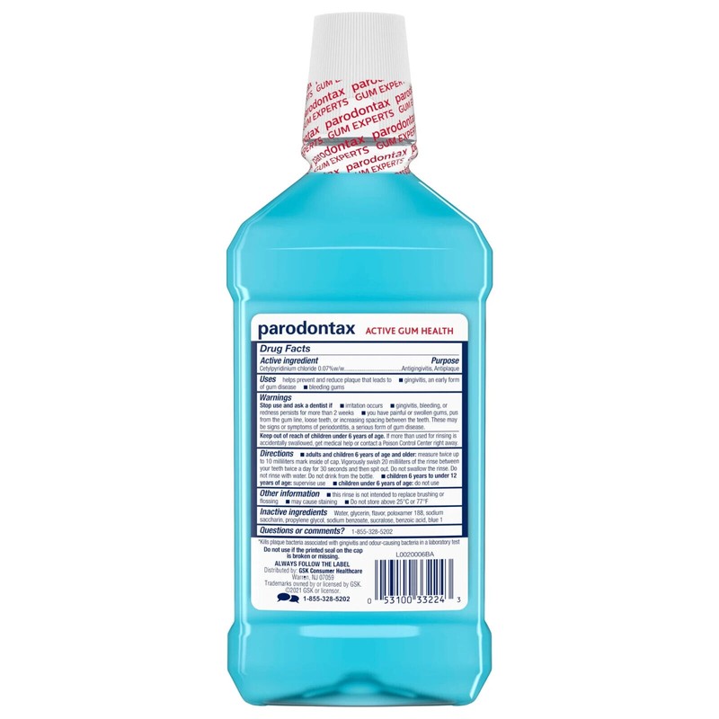 Parodontax Active Gum Health Mouthwash, Mint, 16.9 fl oz, for