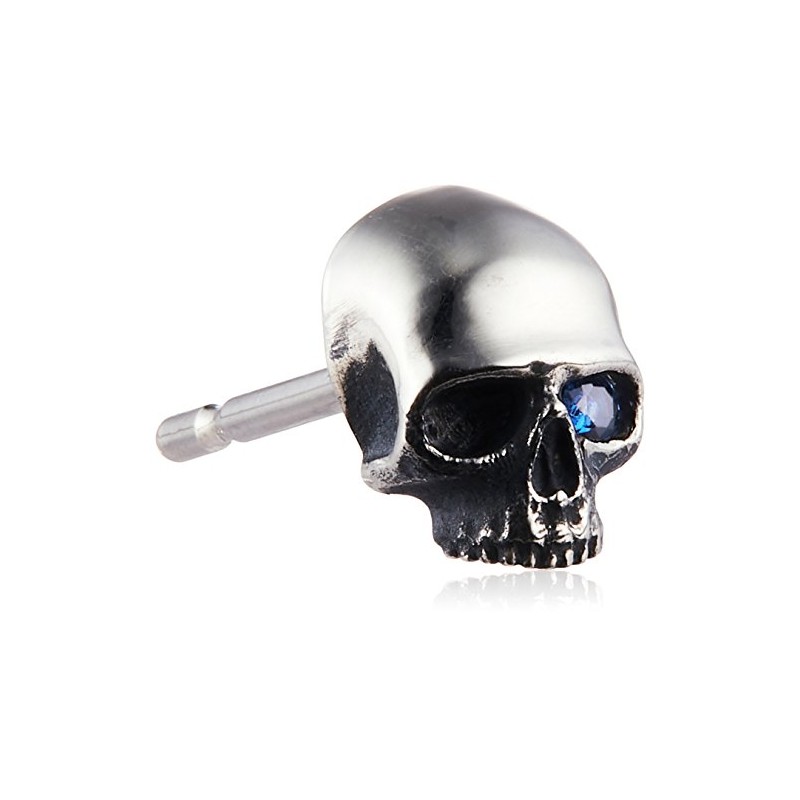Dr. Monroe PE-30-SV2-SAP Skull Earrings, 925 Silver, Natural Sapphire, Sterling