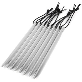 Provare V-Type Aluminum Anchor Stakes 16 cm, Set of 6/8/12, Lightweight Camping Pegs, Tent Pegs for Tent and Tarp Setup (Set of 8, Silver)
