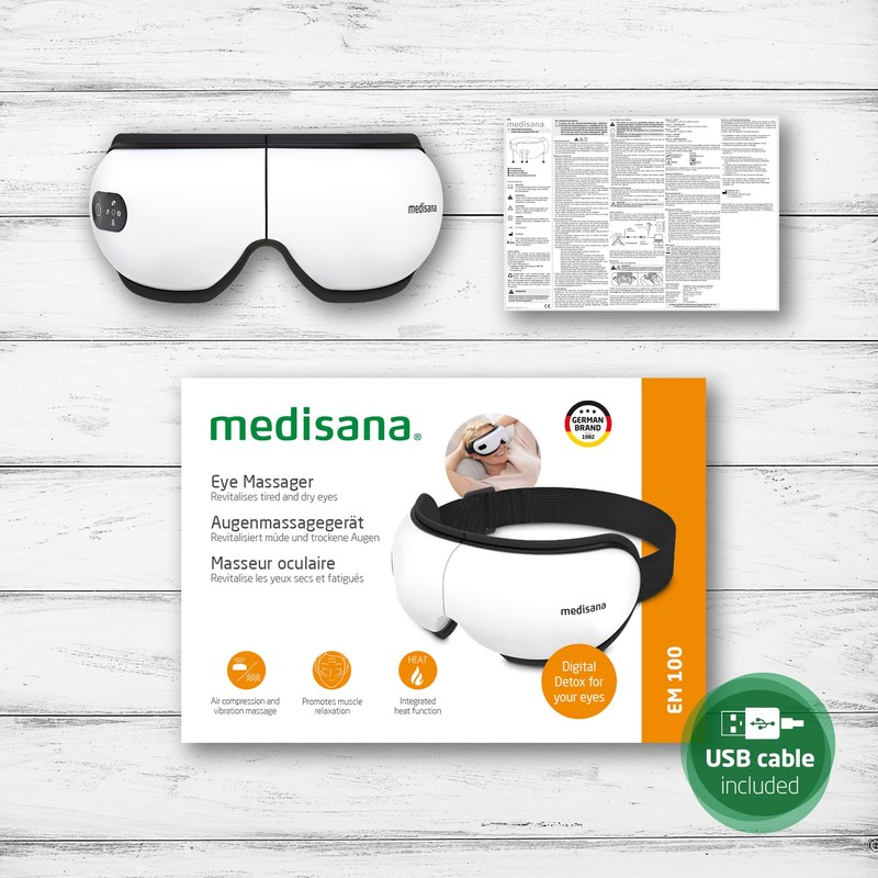 medisana EM 100 Eye Massager, Heated Eyemask with Massage, Heat
