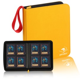 Toploader Binder,4-Pocket Top Loader Trading Card Binder Album Compatible for PKM TCG MTG,Holds 3"x4" 128 Rigid Cards - Yellow Red