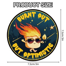 Gosknor 3pcs Burnt Out But Optimistic Sticker, 3in Funny Motivational Healthcare Matte Decals Waterproof Affirmation Decorative Sticker for Laptop Water Bottle Phone Cars Scrapbook Bumper