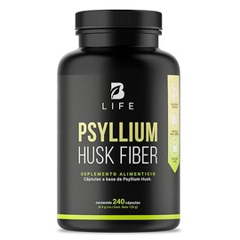 Fibra de Psyllium Husk (Plantago Ovata) 240 Cápsulas 2000 mg por porción. Ingredientes Naturales. Psyllium Husk Fiber B Life
