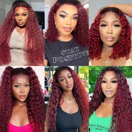 Burgundy Human Hair Bundles Deep Curly Bundles Brazilian Burgundy Curly Hair Bundles 12 14 16 Inch Silky Soft Ombre Bundles Remy Hair Extensions