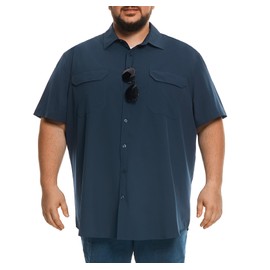Big and Tall Mens Fishing Shirt UPF 50+ Sun Protection Shirt SPF Quick Dry Navy 6XL