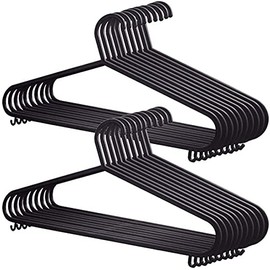 KARAN KING® STANDARD 20 x Coat Hangers Black Colour Strong Plastic Adult Clothes with Suit Trouser Bar and Lips