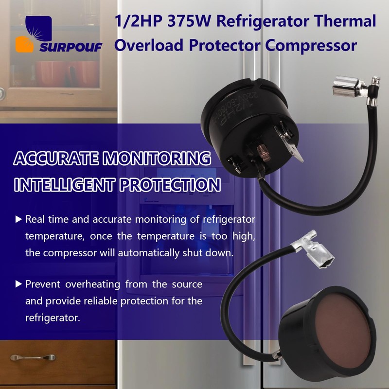 1/2HP 375W Refrigerator Thermal Overload Protector Compressor Replacement Parts