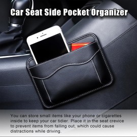 Organizador de bolsillo lateral para asiento de coche, bolsa de almacenamiento de piel sintético multifuncional para teléfono, billetera para tarjetas, relleno de huecos, bolsa universal para