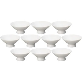 Set of 10, White Depth 0.8 inches (2.0 mm) Flat [6.6 x 3 cm] | Cup