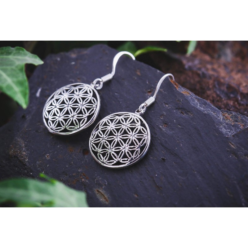 WINDALF Vintage Boho Earrings Flower of Life 3.2 cm Bohemia