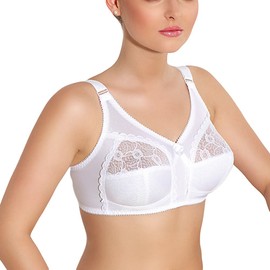 Jarpol 5777 Non Padded Bra Wireless Lace Adjustable Straps - Made In EU, White,42K