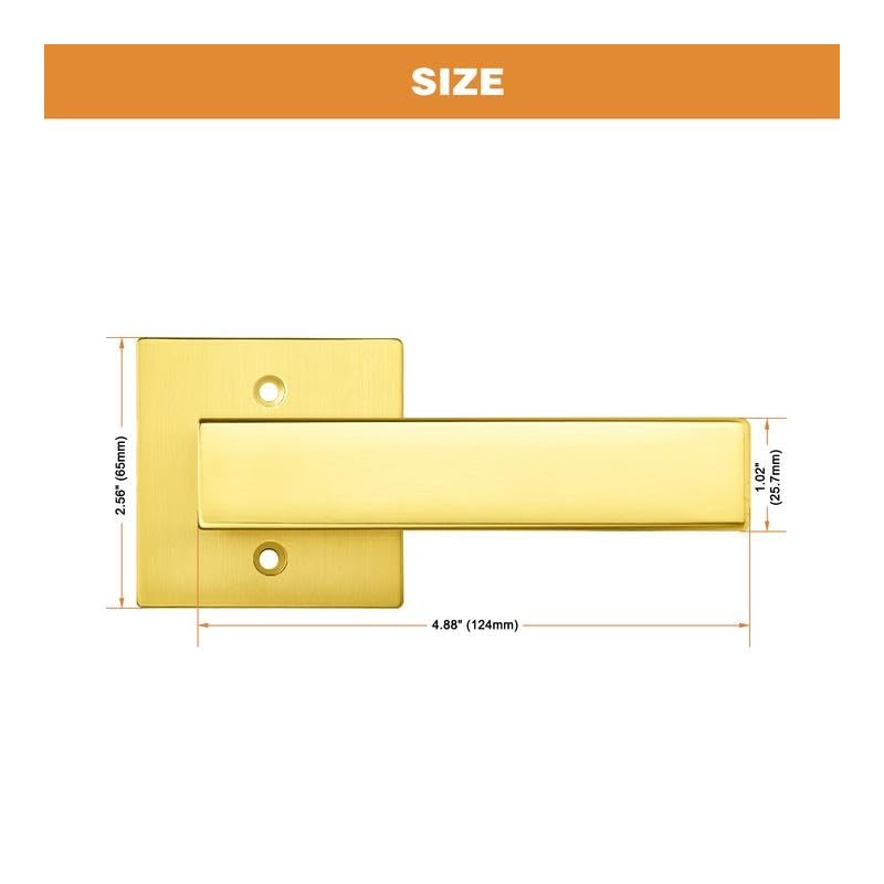 Probrico Brushed Gold Dummy Door Handle Interior Door Levers Square