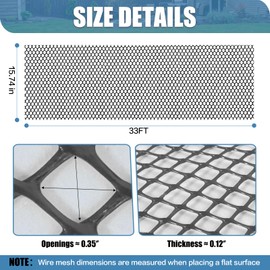 Plastic Chicken Wire Mesh Fence 15.7IN x 33FT Rol Durable Plastic Mesh Ideal for Poultry, Gardening & Animal Barriers Versatile Plastic Fencing & Netting Solution with 100 Cable Ties