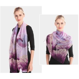 Scarfs for Women Lightweight Print Floral Pattern Scarf Shawl Fashion Scarves Sunscreen Shawls, Purple, 160*50CM