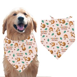 arricraft 1 Pc Pet Dog Bandana, Cotton Triangle Pet's Bandana Squirrel Patrol Washable Scarf Bibs Animal Foot Printed Pet Accessories Chief for Large Dogs and Pets 55x55x78cm