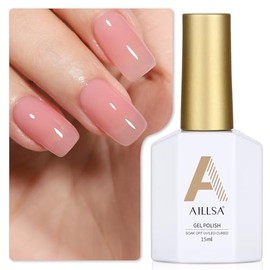 AILLSA - Esmalte de uñas en gel color rosa nude, transparente de color neutro, natural translúcido, gel UV permanente, arte de uñas de San Valentín, m