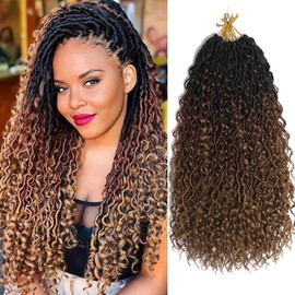 24 inch Goddess Locs Crochet Hair Boho Faux Locs Crochet Hair with Curly Ends 8 Packs Long Bohemian Crochet Hair for Black Women Synthetic Hair Extentions(1B/30/27,24 Inch)