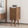 ELYKEN Narrow Side Table, Fluted Nightstand with Drawers, Wooden Small