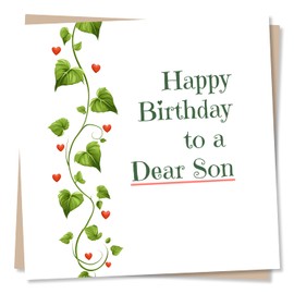 Happy Birthday Card For A Special Son - Flowers and Hearts, Loved One - Simple yet Sincere - For Child From Parents