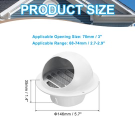 PATIKIL 3 Inch Vent Round Cover, Stainless Steel Exterior Wall Air Vent Louvered Soffit Vent Exhaust Outlet Hood for HVAC Ducting Exhaust Extractor Fan, White