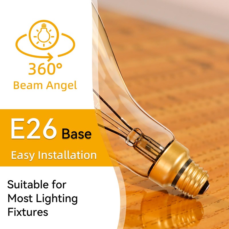 Jslinter Oversized Incandescent Light Bulb 60 Watt, PS52/PS160 Edison Bulb