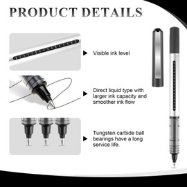 Liquid Ink Rollerball Pens, 12 Pack 0.5mm Liquid Ink Quick-Drying Ballpoint Pens Black Gel Ink Rollerball Black Writing Pen for Students and Adults Taking Notes Signature School & Office Supplies