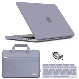 IBENZER Case for MacBook Pro 14 Inch Case 2025 2024 M4 M3 M2 M1 A3112 A3185 A3401 A2918 A2992 A2779 A2442 Pro/Max, HardShellCase & SleeveBag &KeyboardCover &Type-c(2025-2021), LavenderGray T14LVGY+3