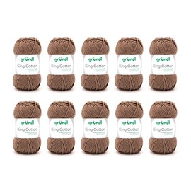 Gründl Wool King Cotton - Thick Wool for Knitting - Knitting Yarn - Crochet Yarn - Soft and Skin Friendly - 55% Polyacrylic, 45% Cotton - 10 Balls 50 g / 78 m - Needle Size 6-7 - Teddy