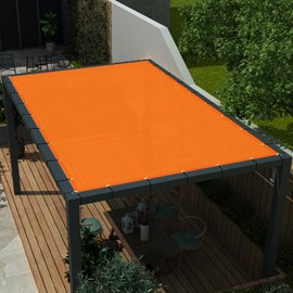 ECOOPTS 9'x17' Sun Shade Sail Straight Edge Sun Shade Canopy with Grommets UV Block Shade Cover for Outdoor Pergola Patio Backyard Garden (Orange)